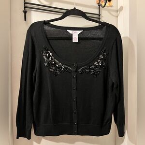 Candie’s-size XL- gorgeous sequined cropped cardi w/buttons. NWOT.
